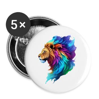 Colorful Lion - Buttons large 2.2''/56 mm (5-pack) - white - Front