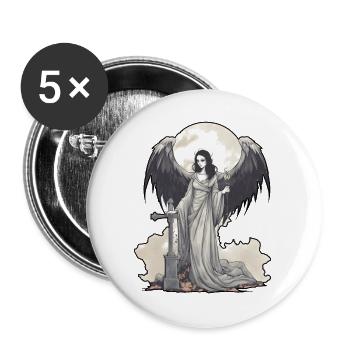 Ange noir - Lot de 5 grands badges (56 mm) - blanc - Devant