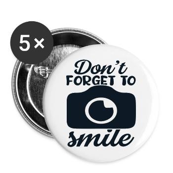 Don ́t forget to Smile - Buttons large 2.2''/56 mm (5-pack) - white - Front