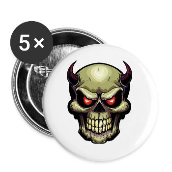 Schädel - Buttons groß 56 mm (5er Pack) - Weiß - Vorne