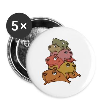 Capybara pile capybara - Buttons large 2.2''/56 mm (5-pack) - white - Front