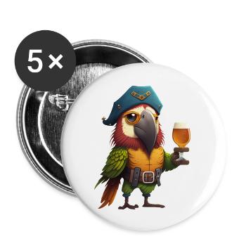 Pirate parrot drinking a beer - Buttons large 2.2''/56 mm (5-pack) - white - Front