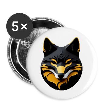 Black and gold fox - Buttons large 2.2''/56 mm (5-pack) - white - Front