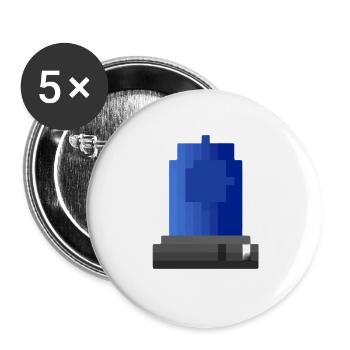 Blaulicht Sirene Pixelkunst - Buttons groß 56 mm (5er Pack) - Weiß - Vorne