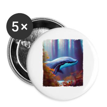 Baleine dans la forêt Surréalisme - Lot de 5 grands badges (56 mm) - blanc - Devant
