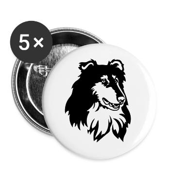 Collie Kopf - Buttons groß 56 mm (5er Pack) - Weiß - Vorne