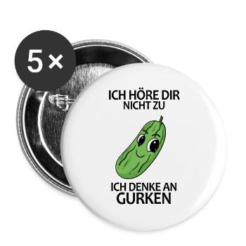 Gurke Spruch - Buttons groß 56 mm (5er Pack) - Weiß - Vorne