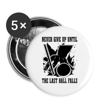 Never Give Up Until Cue Sports Snooker Pool Player - Buttons large 2.2''/56 mm (5-pack) - white - Front