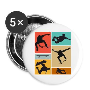 Skateboarding Coole Skateboarder Collage Bunt - Buttons groß 56 mm (5er Pack) - Weiß - Vorne