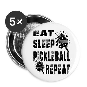 "Pickleball T-Shirt" 2 - Lot de 5 grands badges (56 mm) - blanc - Devant