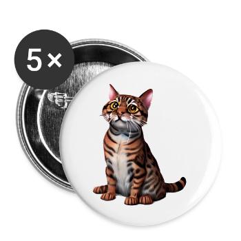 Kitten Bengal Cat Cat Cat Owner Male - Buttons large 2.2''/56 mm (5-pack) - white - Front
