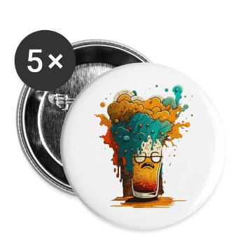 Colorful Beer Blast Cartoon Style - Buttons large 2.2''/56 mm (5-pack) - white - Front