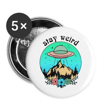 Stay Weird UFO - Buttons large 2.2''/56 mm (5-pack) - white - Front