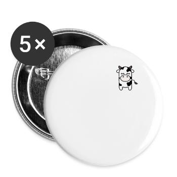 Cute Cow Minimalist Pocket Design - Buttons large 2.2''/56 mm (5-pack) - white - Front