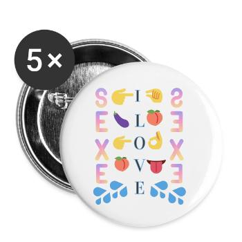 LOVE SEXE - Lot de 5 grands badges (56 mm) - blanc - Devant