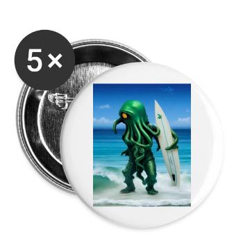 Surfing Octopus - Buttons groß 56 mm (5er Pack) - Weiß - Vorne