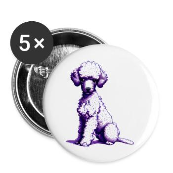 Pudelwelpe Hundehalter Pudel Hundewelpe Hundeliebe - Buttons groß 56 mm (5er Pack) - Weiß - Vorne
