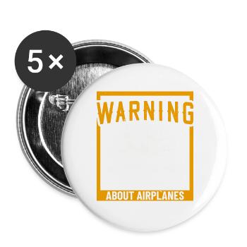 Kann spontan anfangen, über Flugzeuge zu sprechen - Buttons groß 56 mm (5er Pack) - Weiß - Vorne