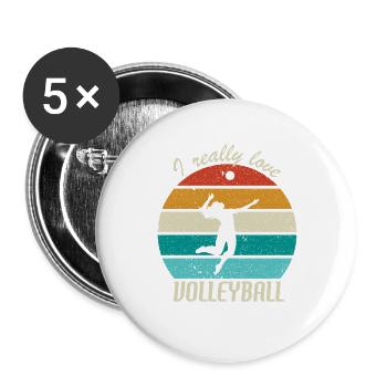 I Really Love Volleyball - Buttons large 2.2''/56 mm (5-pack) - white - Front