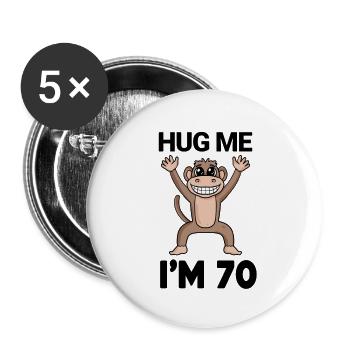 70 Geburtstag - 70 Jahre - Umarmung - Buttons groß 56 mm (5er Pack) - Weiß - Vorne