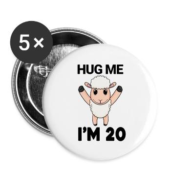 20 birthday - 20 years - hug - Buttons large 2.2''/56 mm (5-pack) - white - Front