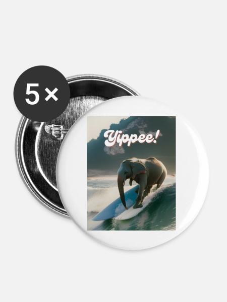 Hurra! - Buttons groß 56 mm (5er Pack) - Weiß