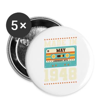 67e anniversaire Mai Né en 1956 Idée cadeau - Lot de 5 grands badges (56 mm) - blanc - Devant