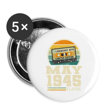 78. Geburtstag Mai Jahrgang 1945 Geschenkidee - Buttons groß 56 mm (5er Pack) - Weiß - Vorne