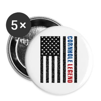 Cornhole Legende USA - Buttons groß 56 mm (5er Pack) - Weiß - Vorne