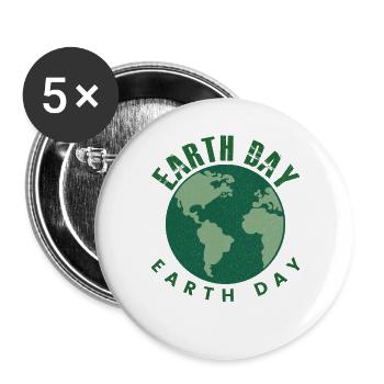 Earth Day Everyday Retro Environment - Buttons large 2.2''/56 mm (5-pack) - white - Front