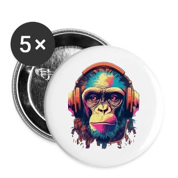 Monkey Beats - Buttons large 2.2''/56 mm (5-pack) - white - Front