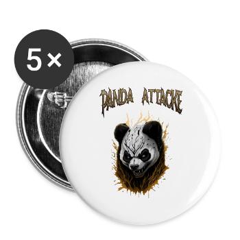 Dark Panda Attacker Design - Buttons large 2.2''/56 mm (5-pack) - white - Front