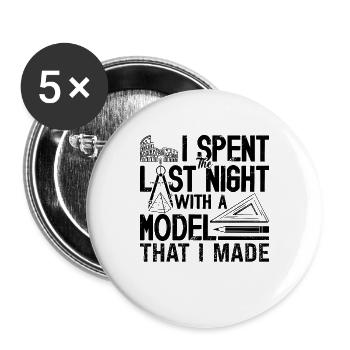 J’ai passé la nuit avec un architecte de la construction - Lot de 5 grands badges (56 mm) - blanc - Devant