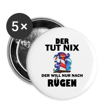 Rügen Ostsee Urlaub Spruch Sprüche - Buttons groß 56 mm (5er Pack) - Weiß - Vorne