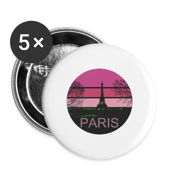 Paris Pink Retro Design - Lot de 5 grands badges (56 mm) - blanc - Devant