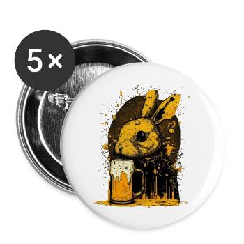 Dangerously cute, beer-loving rabbits - Buttons large 2.2''/56 mm (5-pack) - white - Front