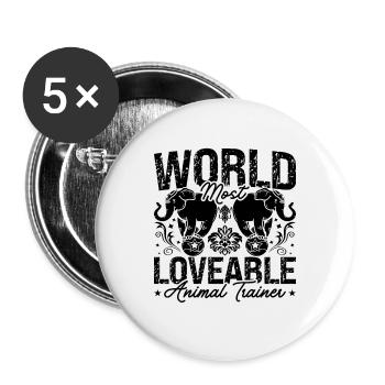 World's Most Loveable Zookeeper Animal Trainers - Buttons large 2.2''/56 mm (5-pack) - white - Front