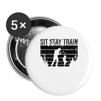 Sit Stay Train Retro Dog Trainer Animal Trainers - Buttons large 2.2''/56 mm (5-pack) - white - Front