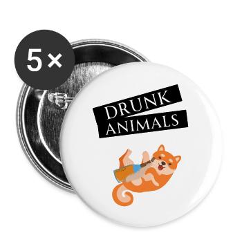Shiba Inu Dog - Drunk Animals - Buttons groß 56 mm (5er Pack) - Weiß - Vorne