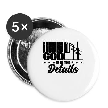 God Is In The Details Retro Construct Architects - Buttons groß 56 mm (5er Pack) - Weiß - Vorne