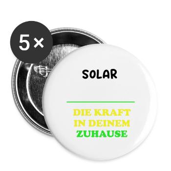 Solar Power Solar Kraft Eigenheim Hausbesitzer - Buttons groß 56 mm (5er Pack) - Weiß - Vorne