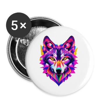 Wolf 03 - Buttons groß 56 mm (5er Pack) - Weiß - Vorne