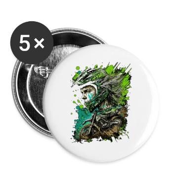 Motocross éclaboussures Neon Rider - Lot de 5 grands badges (56 mm) - blanc - Devant