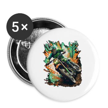 Motocross Spritzensprint - Buttons groß 56 mm (5er Pack) - Weiß - Vorne