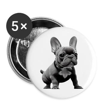 Chiens Chien Bouledogue Français Dog Propriétaire - Lot de 5 grands badges (56 mm) - blanc - Devant
