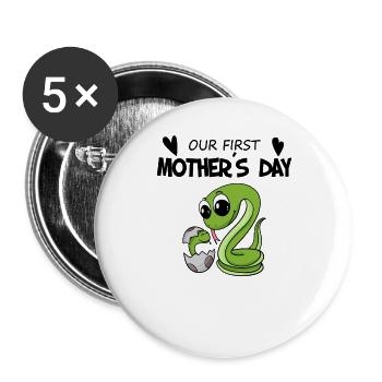 Mother's Day - First Mother's Day Gift - Buttons large 2.2''/56 mm (5-pack) - white - Front