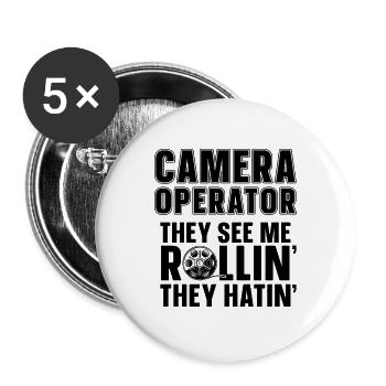 Cadreur Ils me voient rouler vidéaste - Lot de 5 grands badges (56 mm) - blanc - Devant