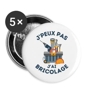bricolage bricoleur - Lot de 5 grands badges (56 mm) - blanc - Devant