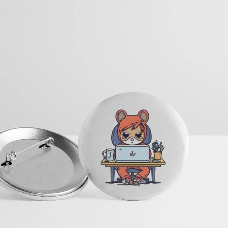 Grumpy Coder in Hoodie Buttons large 2.2''/56 mm (5-pack)