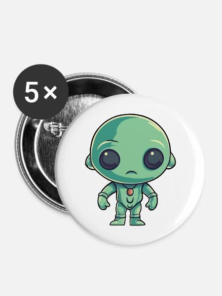 Außerirdischer - Buttons groß 56 mm (5er Pack) - Weiß